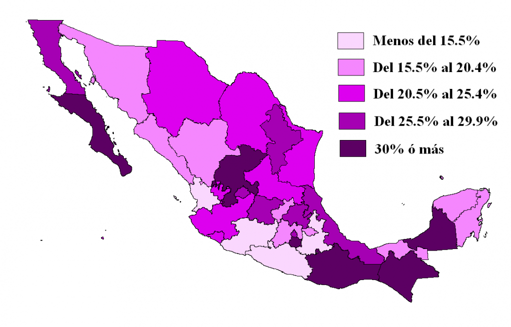 Mapa porcentaje de mujeres en congresos locales