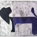 Perro bicolor X, collage y acrílico sobre papel, 44.5 x 40.5, 2010. Miguel Castro Leñero