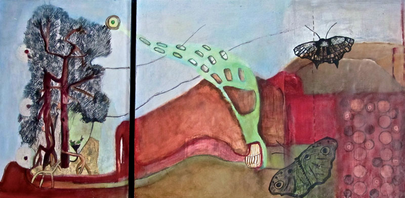 Árbol dragón, óleo-encáustica / panel, 30 x 60, 2010.