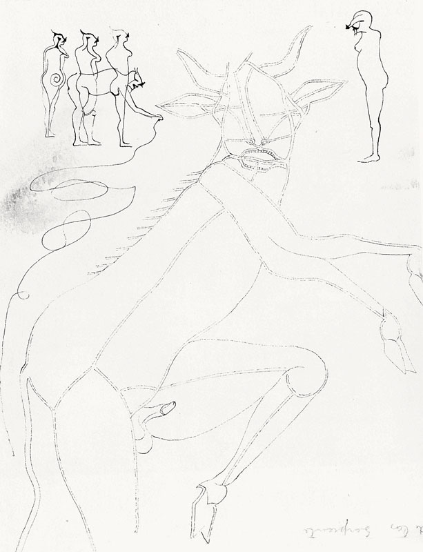 Francisco Toledo, El centauro, tinta sobre papel, 24 x 34, 1983.