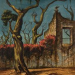 Manuel González Serrano, Árbol y arquitectura, óleo sobre tela, s.f.